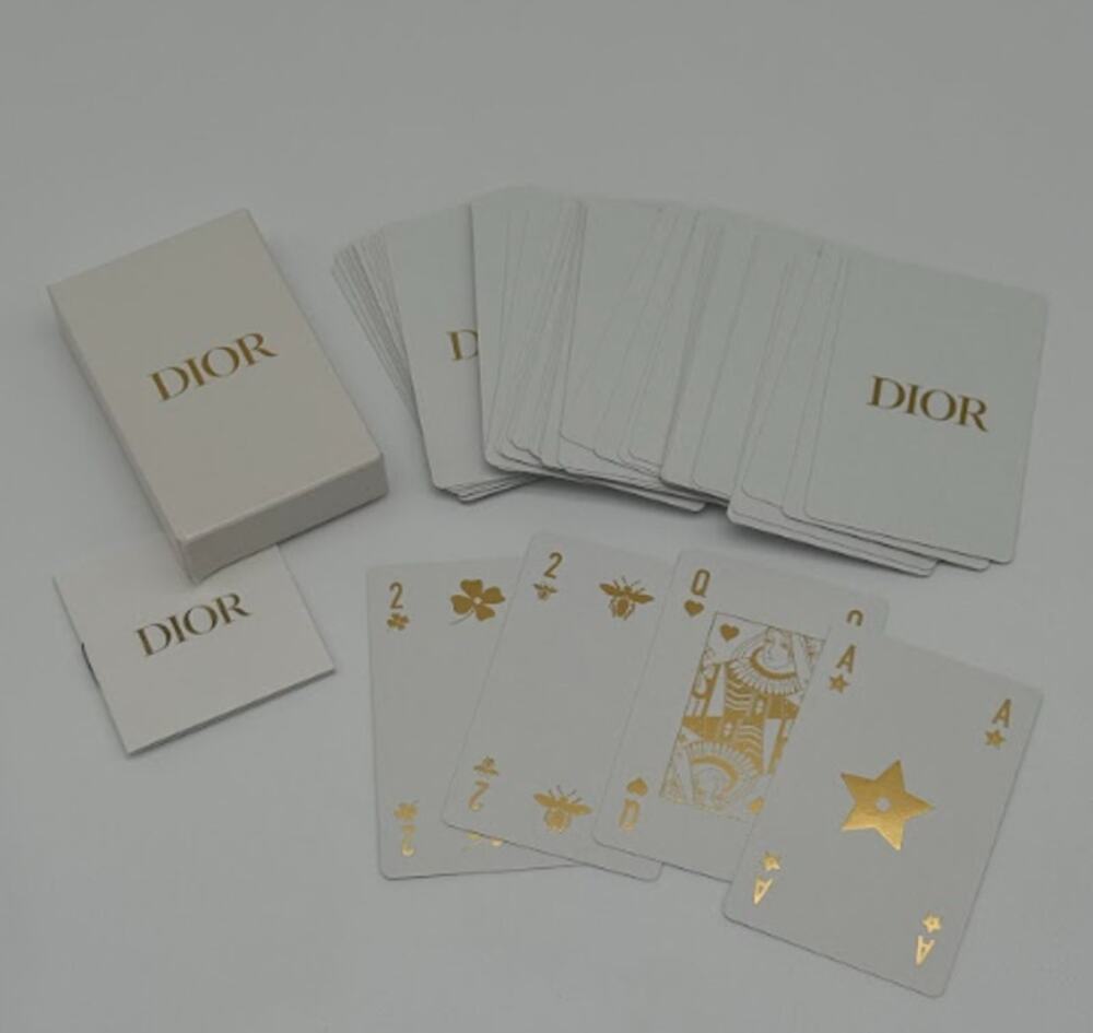 Dior Beauty Gold Foil Playing Cards White Complete Deck With Box